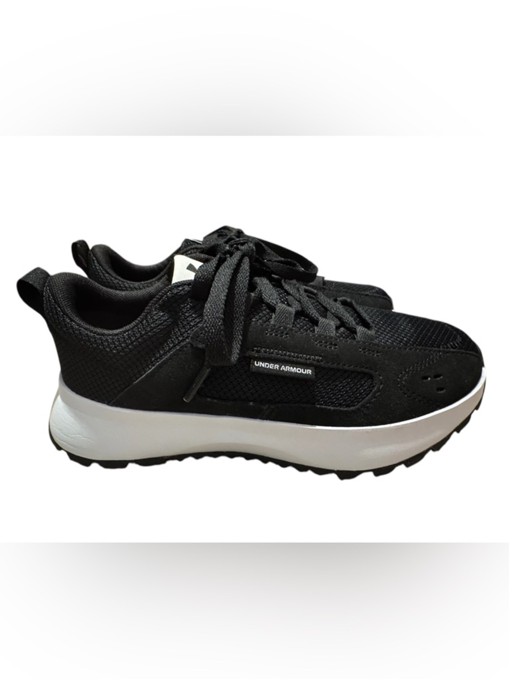 Under Armour Black and White Mesh Sneakers - Size 5 Youth